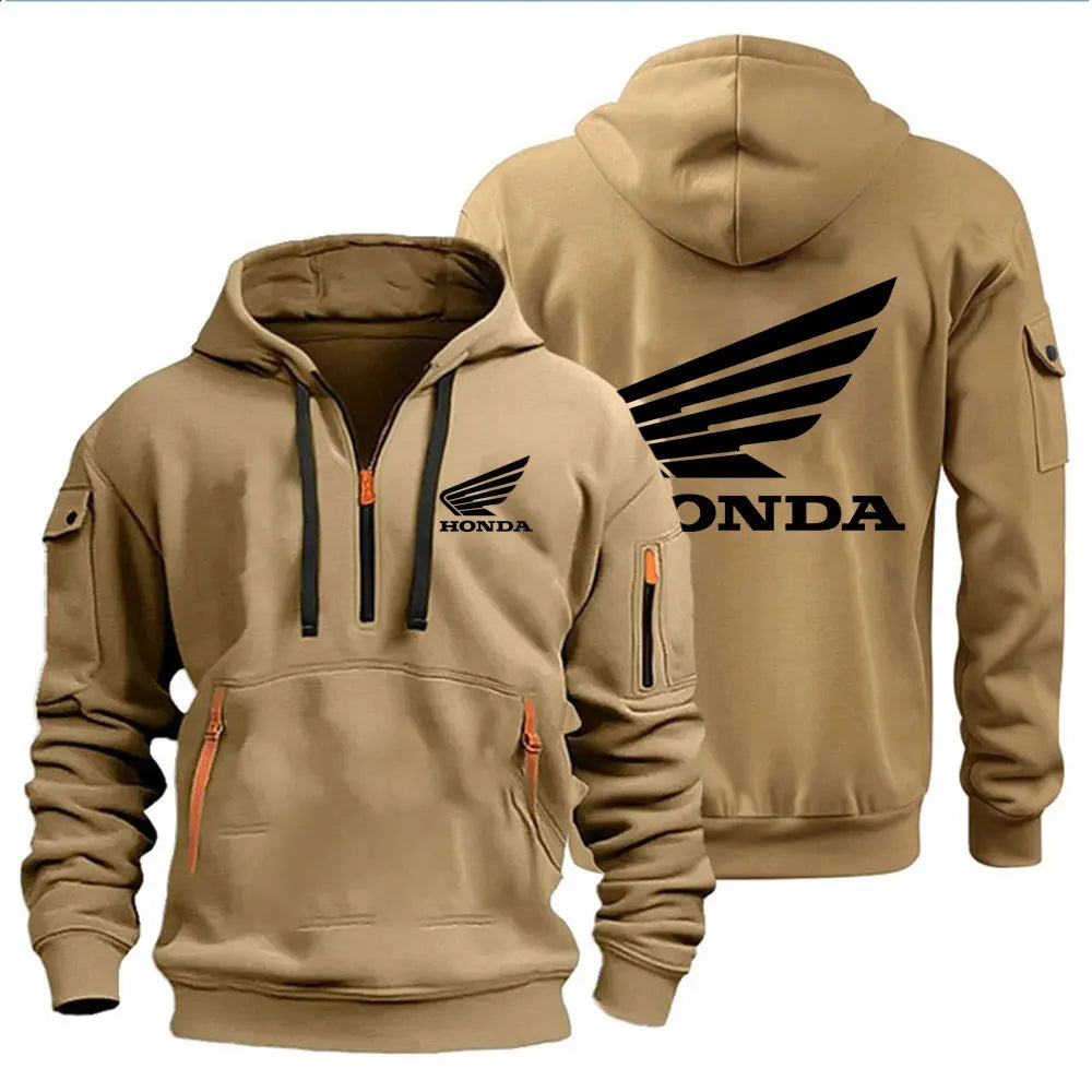 Hooded Biker Pullover