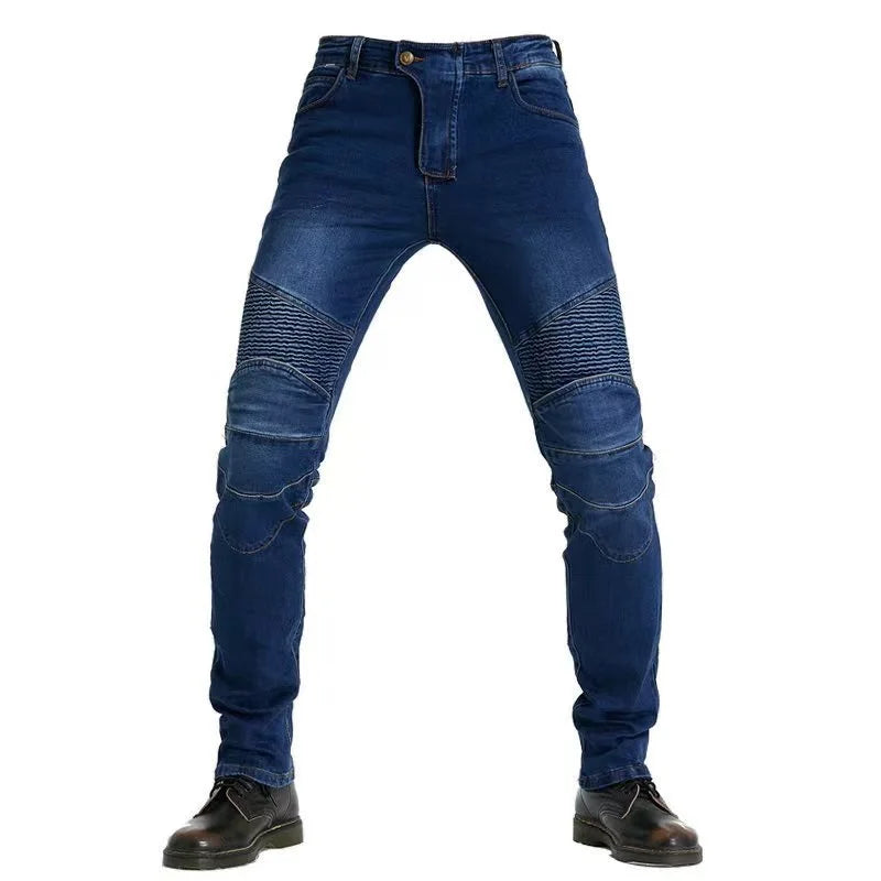 Men's Embroidery Motorcycle Pants with Belt