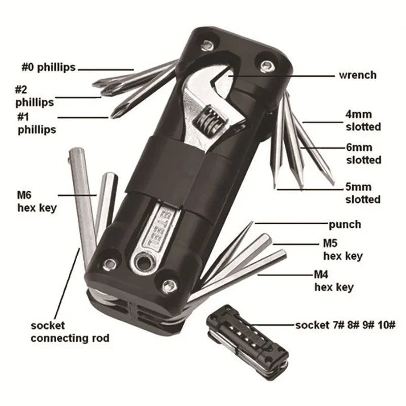 Motorcycle Multifunction Tool Kit for On-the-Road Repairs