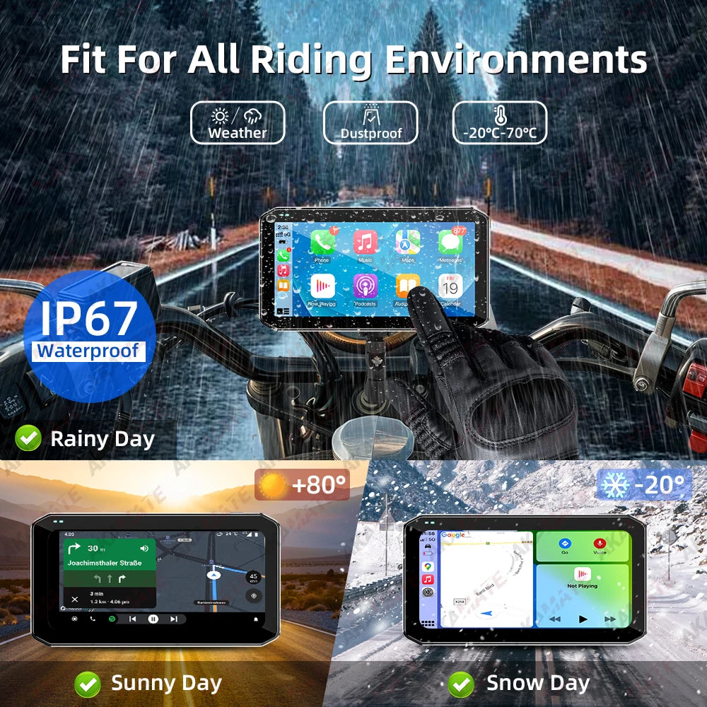 Universal Motorcycle Monitor with CarPlay & Android Auto