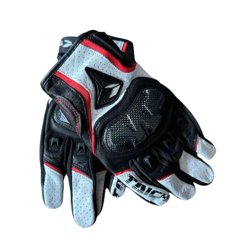 Racing Blue Leather Gloves