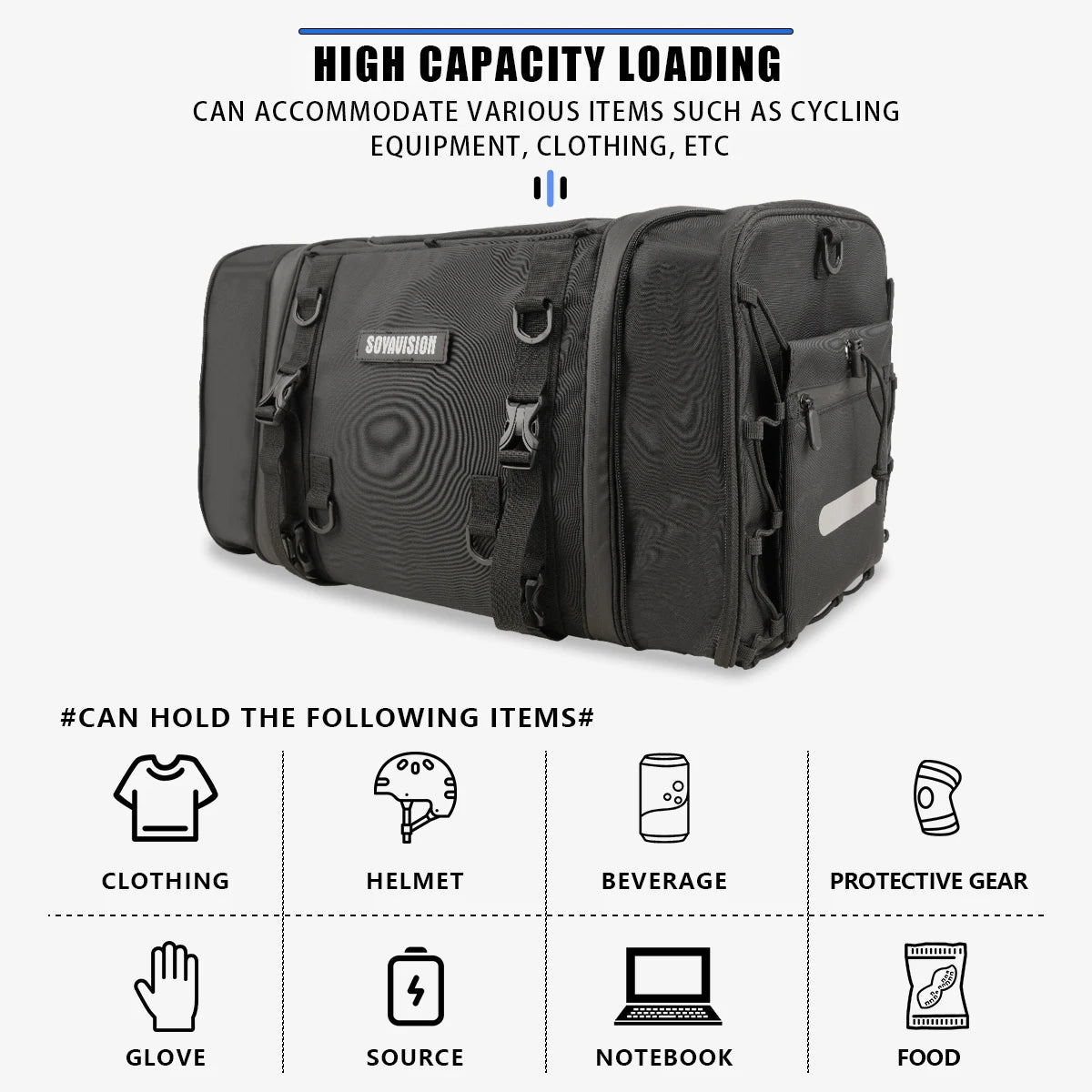 Waterproof Motorcycle Rear Seat Bag 35L-60L Luggage