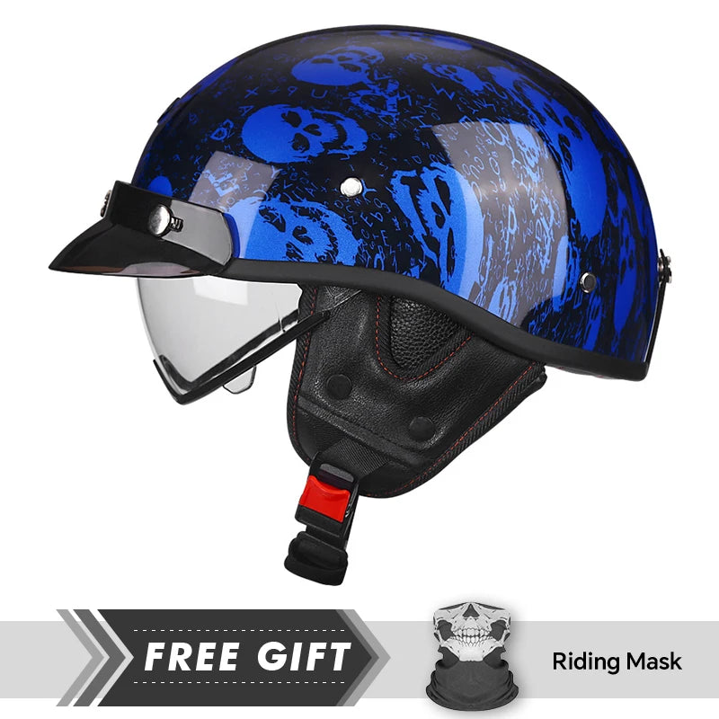 Retro Vintage Half Motorcycle Helmet for Chopper Bikers