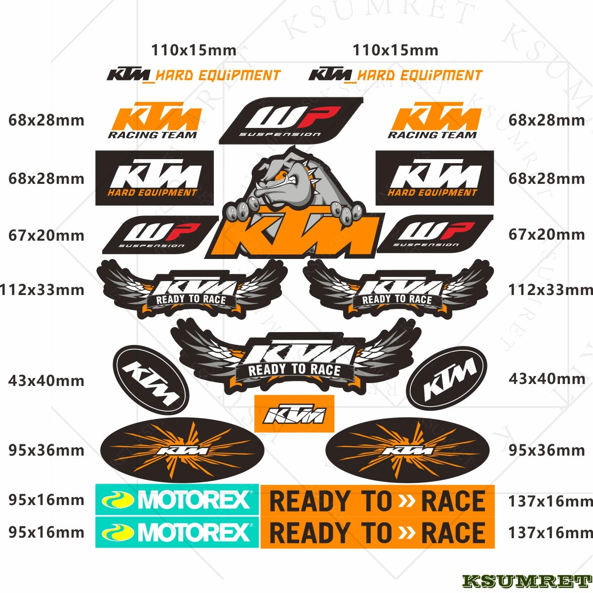 KTM Motorcycle Vinyl Sticker Decals