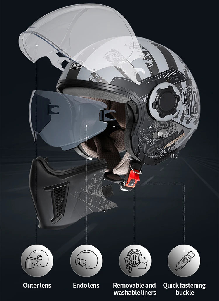 Retro Style Modular Motorcycle Helmet
