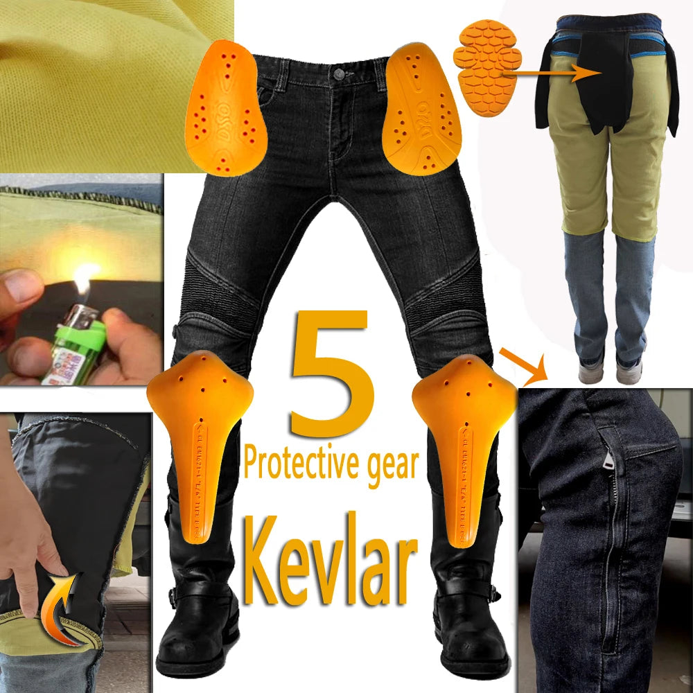 Aramid Fiber Motorcycle Pants for Men - Kevlar Moto Jeans