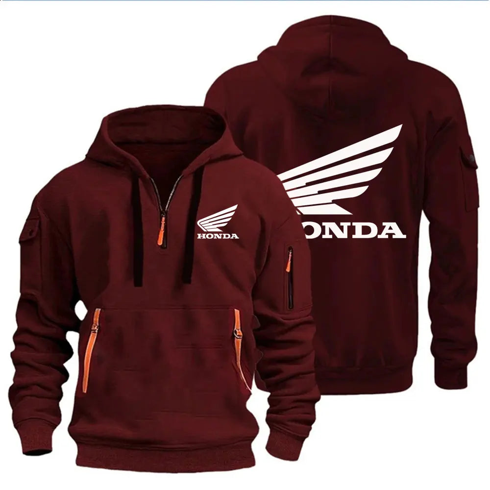 Hooded Biker Pullover