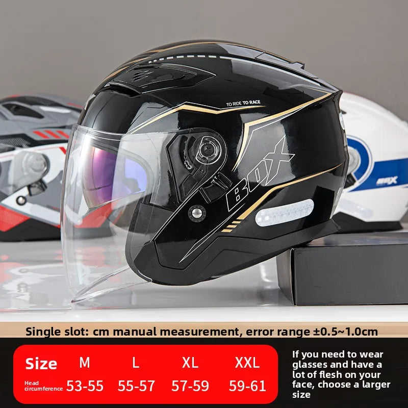 Open Face Motorcycle Helmet with Double Lens