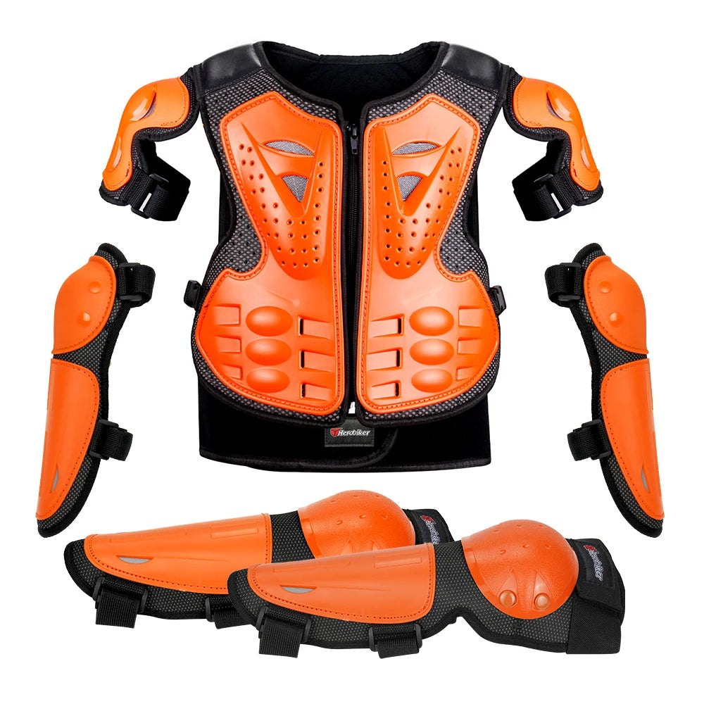 Kids Motorcycle Armor Vest Set with Elbow and Knee Pads