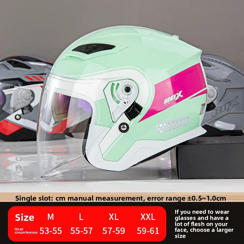 Open Face Motorcycle Helmet with Double Lens