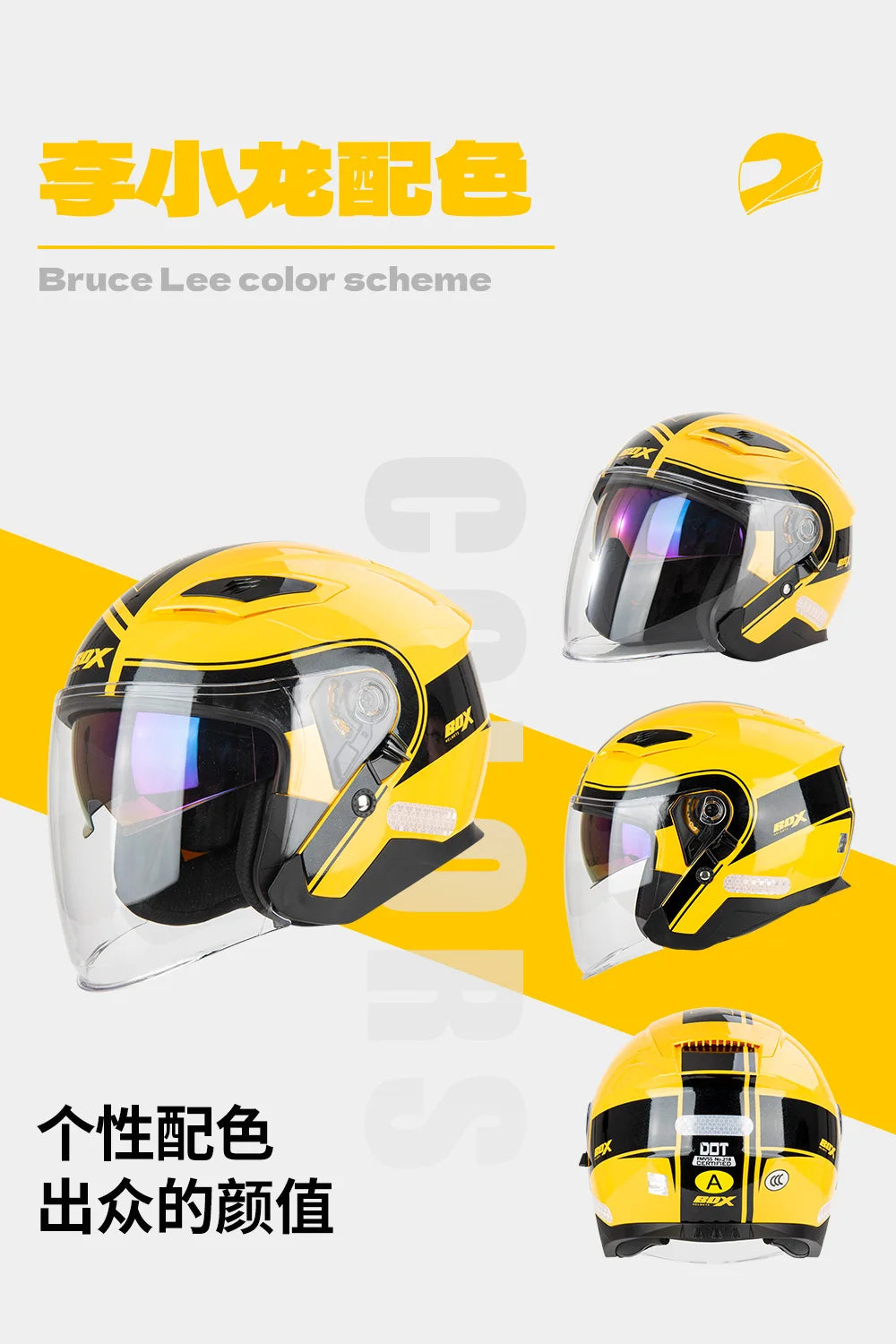 Open Face Motorcycle Helmet with Double Lens