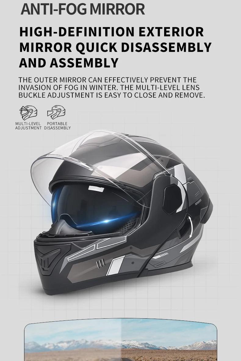 Dual Visor Open Face Motorcycle Helmet - DOT Certified