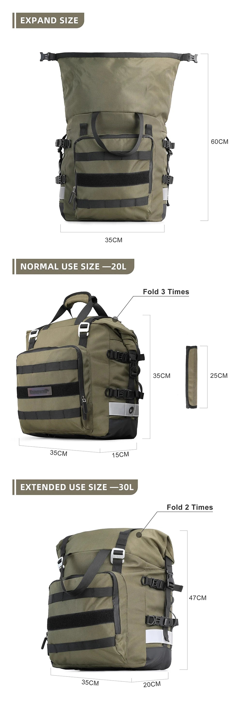 Quick Release Motorcycle Saddle Bag with Waterproof Inner Bag