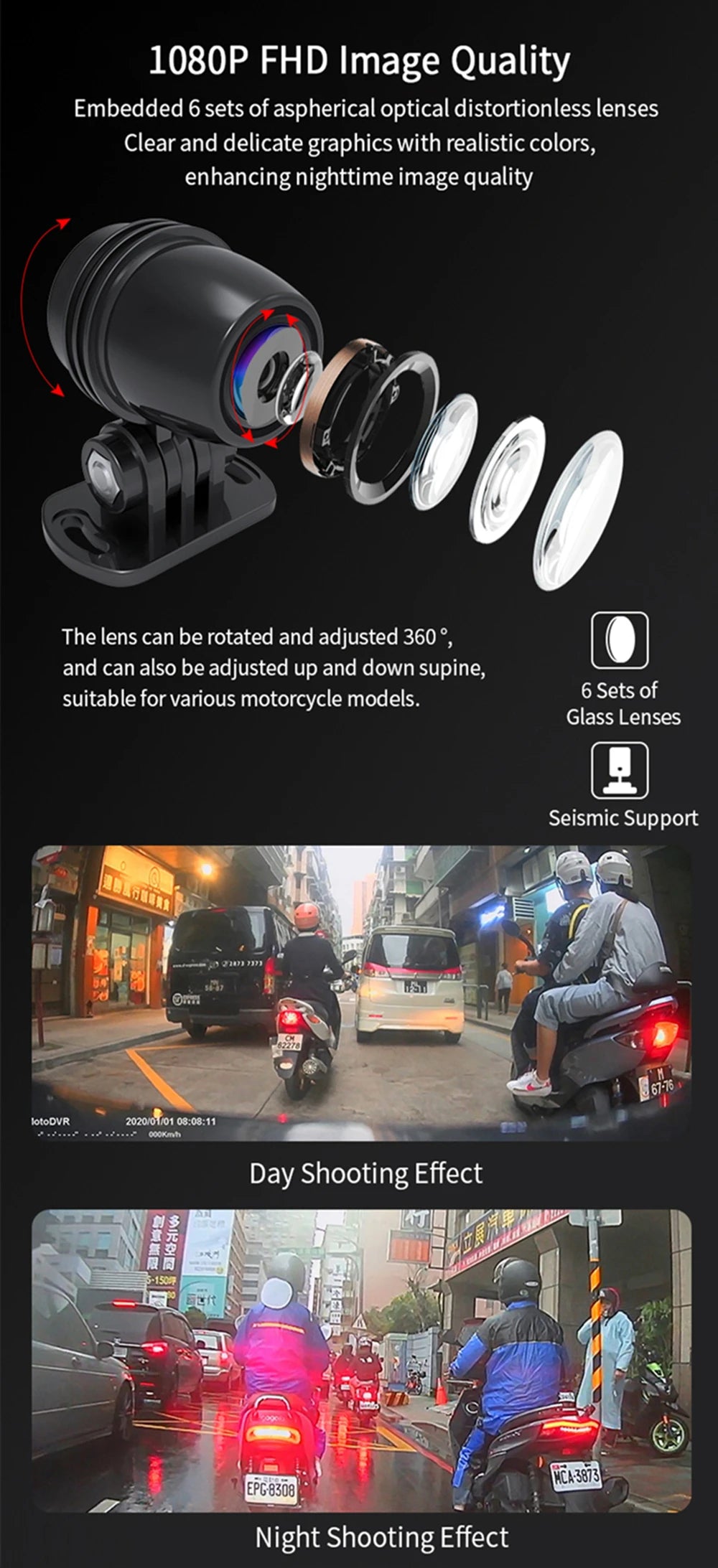 Dual 1080P Waterproof Motorcycle DVR Camera