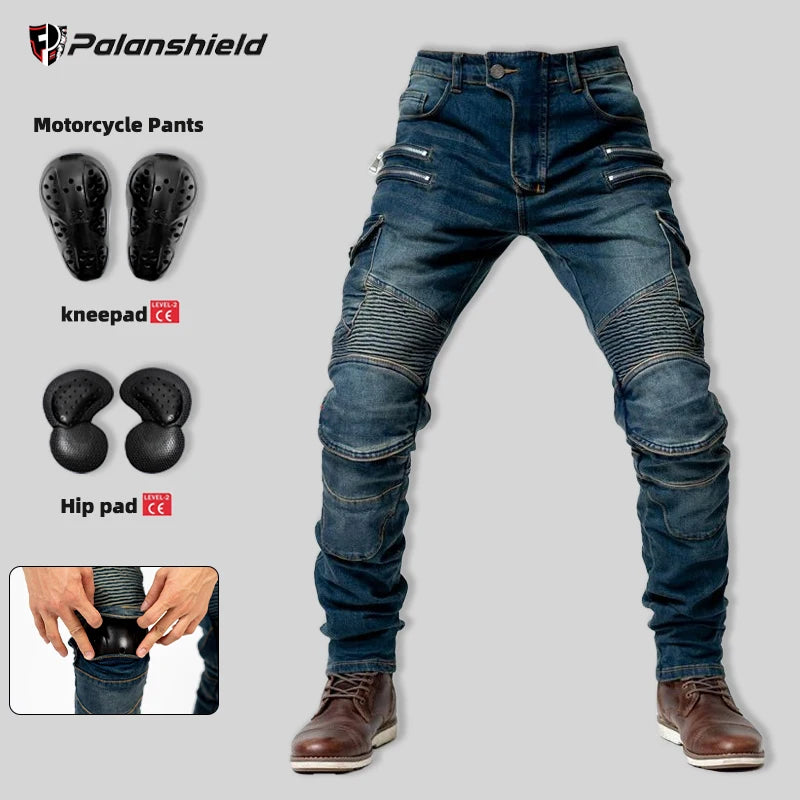 Double Zipper Metal Motocross Trousers for Men and Women