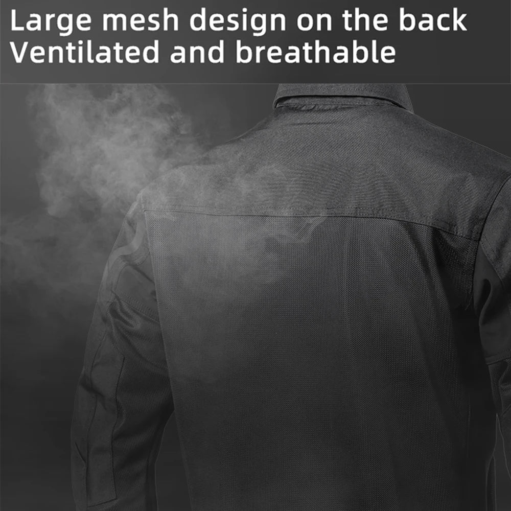 VEMAR Men Motorcycle Jacket - Retro Black Summer Mesh Jacket with CE Armor