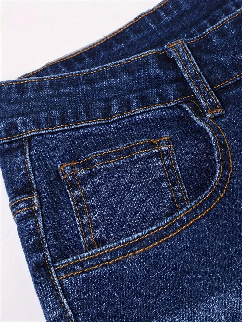 Trendy Men's Motorcycle Jeans Straight Leg Denim Pants