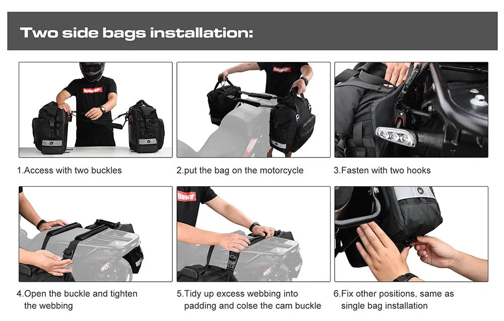 Quick Release Motorcycle Saddle Bag with Waterproof Inner Bag