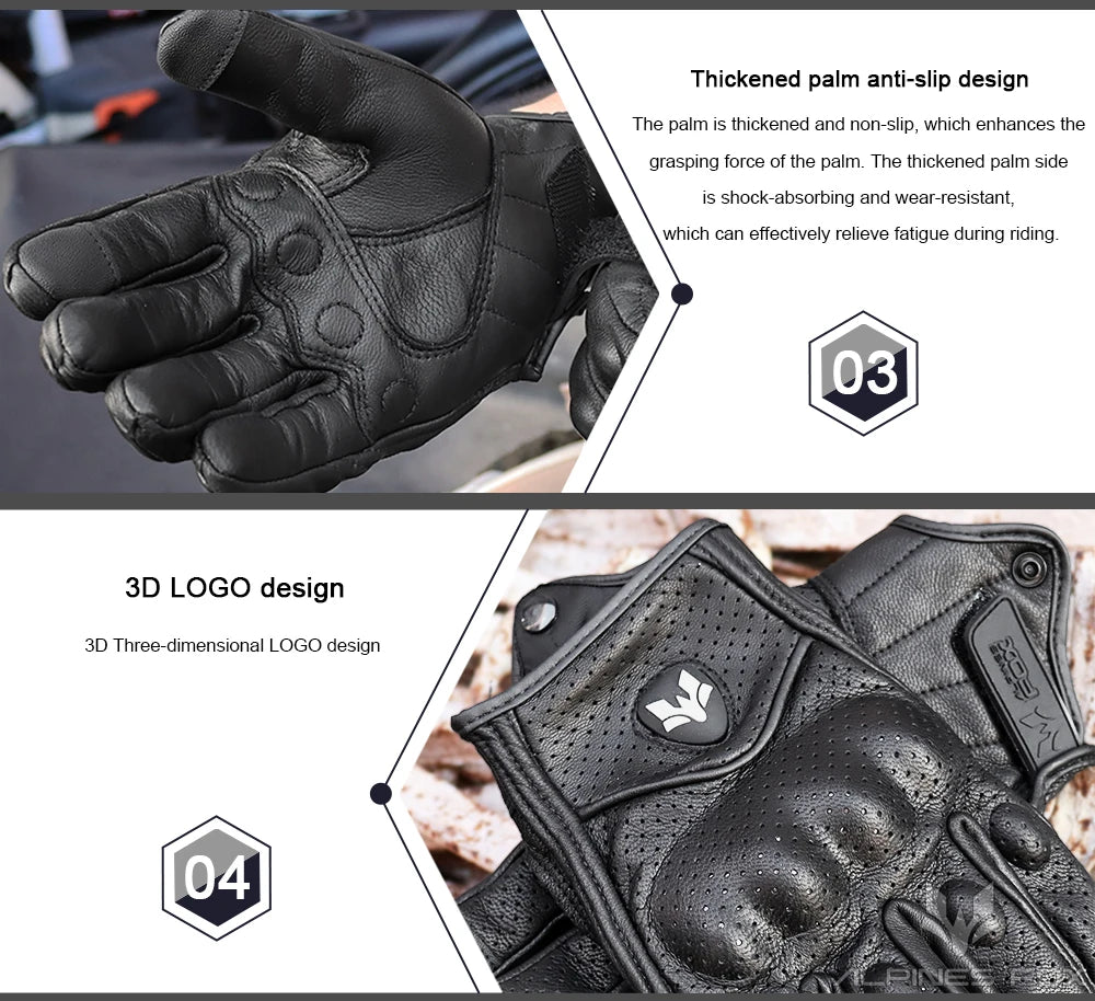 Touchscreen Vintage Motorcycle Gloves