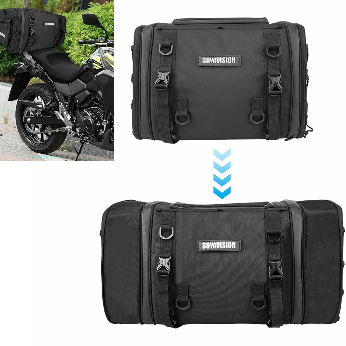 Waterproof Motorcycle Rear Seat Bag 35L-60L Luggage
