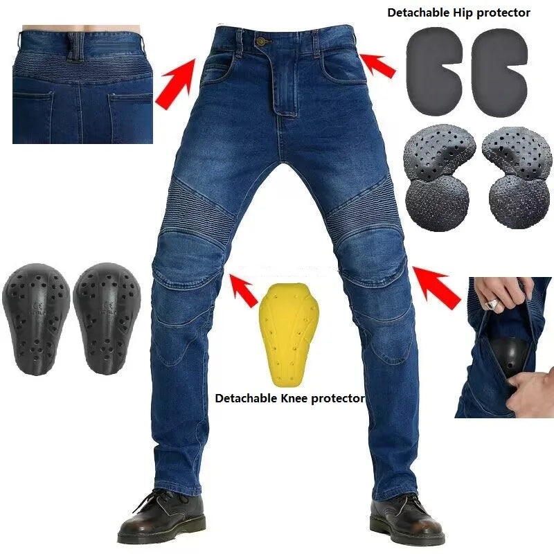 Men's Embroidery Motorcycle Pants with Belt