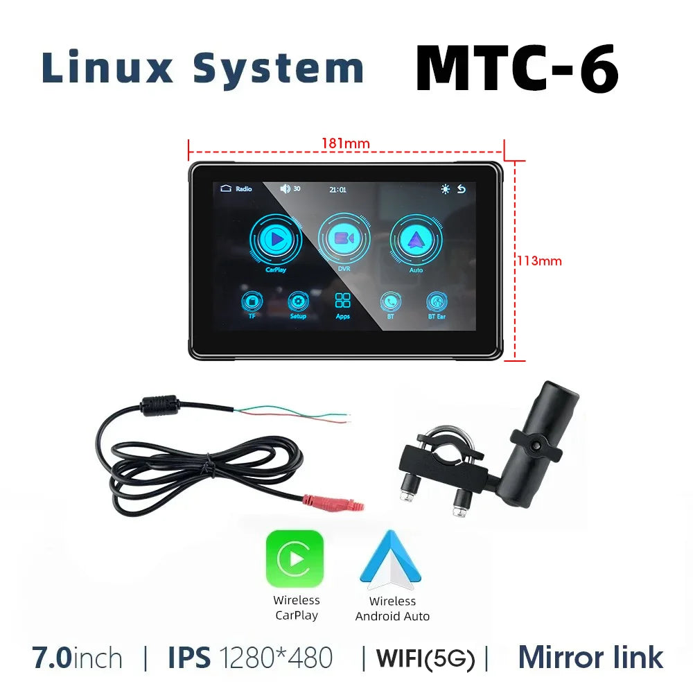 Wireless motorcycle GPS navigation screen motorcycle CarPlay Android Auto touch screen