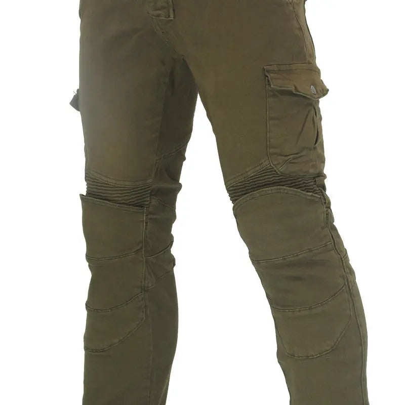 Stylish Motorcycle Black Men Jeans with Extension Protector