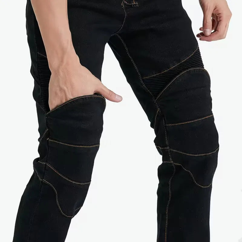 Men's Embroidery Motorcycle Pants with Belt