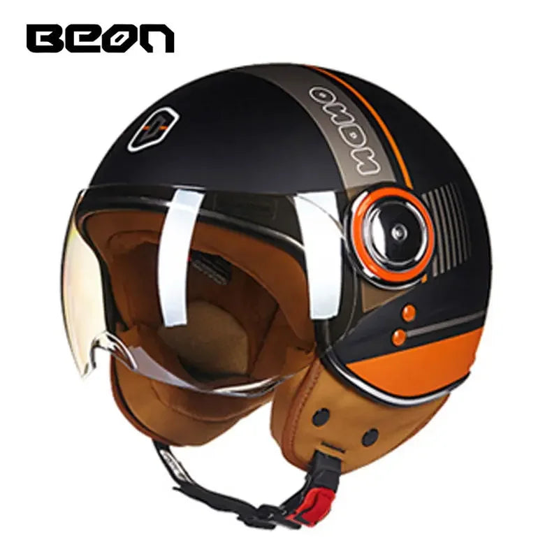 Beon Motorcycle Helmet - ECE Certified Retro Half Cap