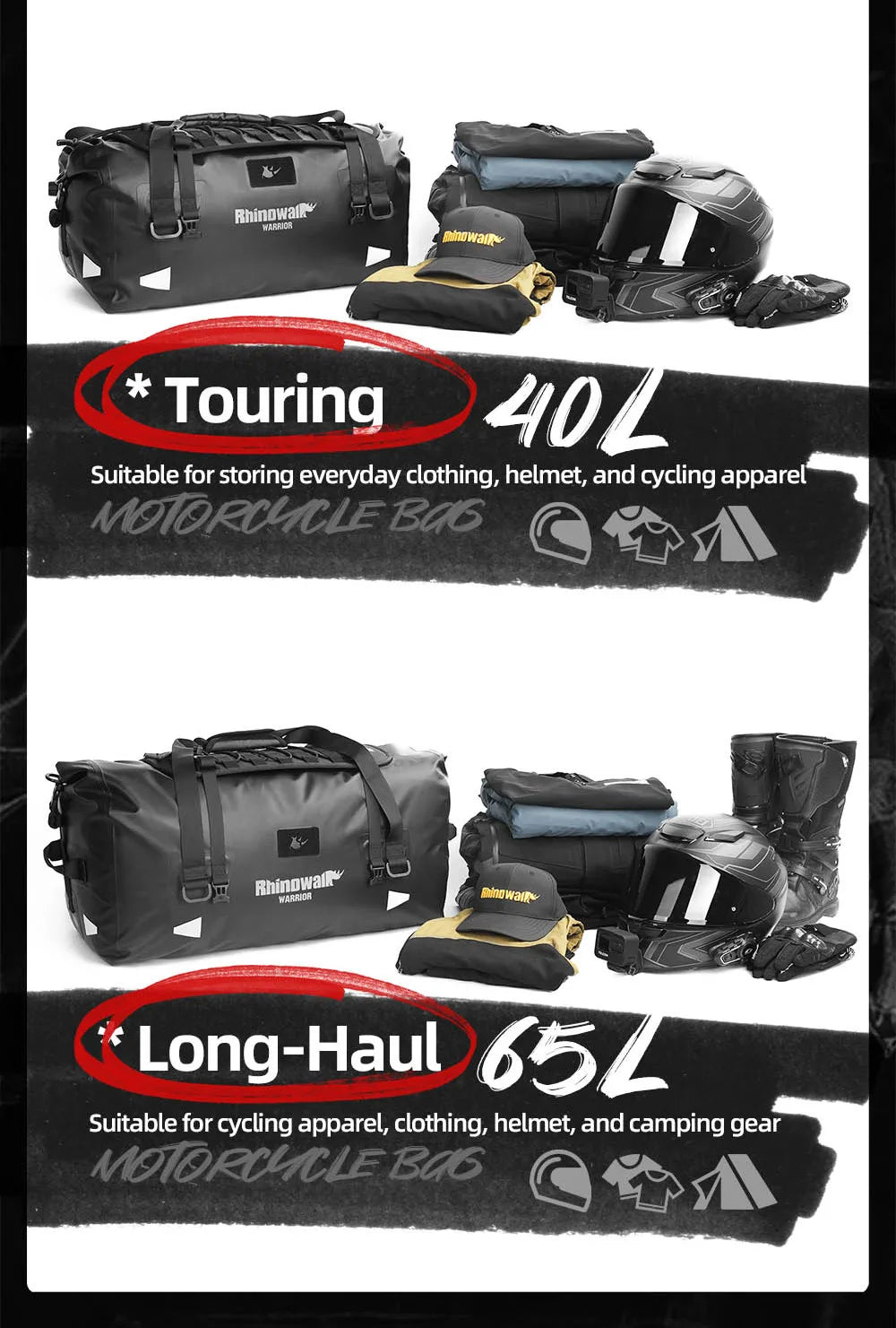 Waterproof Motorcycle Saddle Bag with MOLLE Expansion