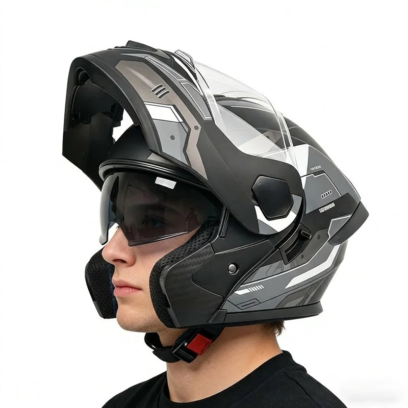 Dual Visor Open Face Motorcycle Helmet - DOT Certified