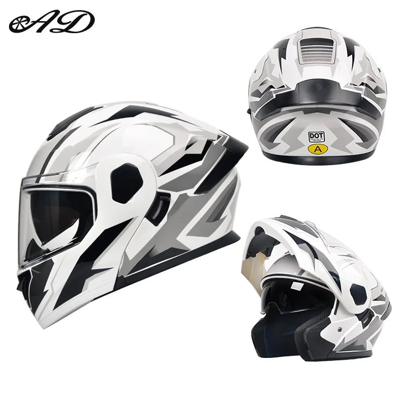 Dual Visor Open Face Motorcycle Helmet - DOT Certified