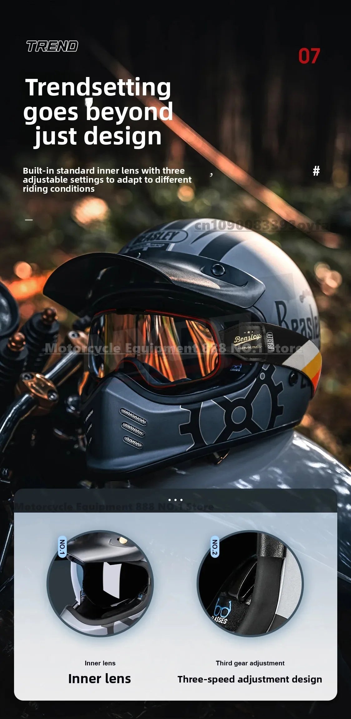 Original BEASLEY Retro Motorcycle Helmet