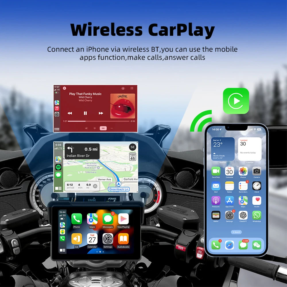 EKIY 7.0" Wireless Motorcycle GPS Display
