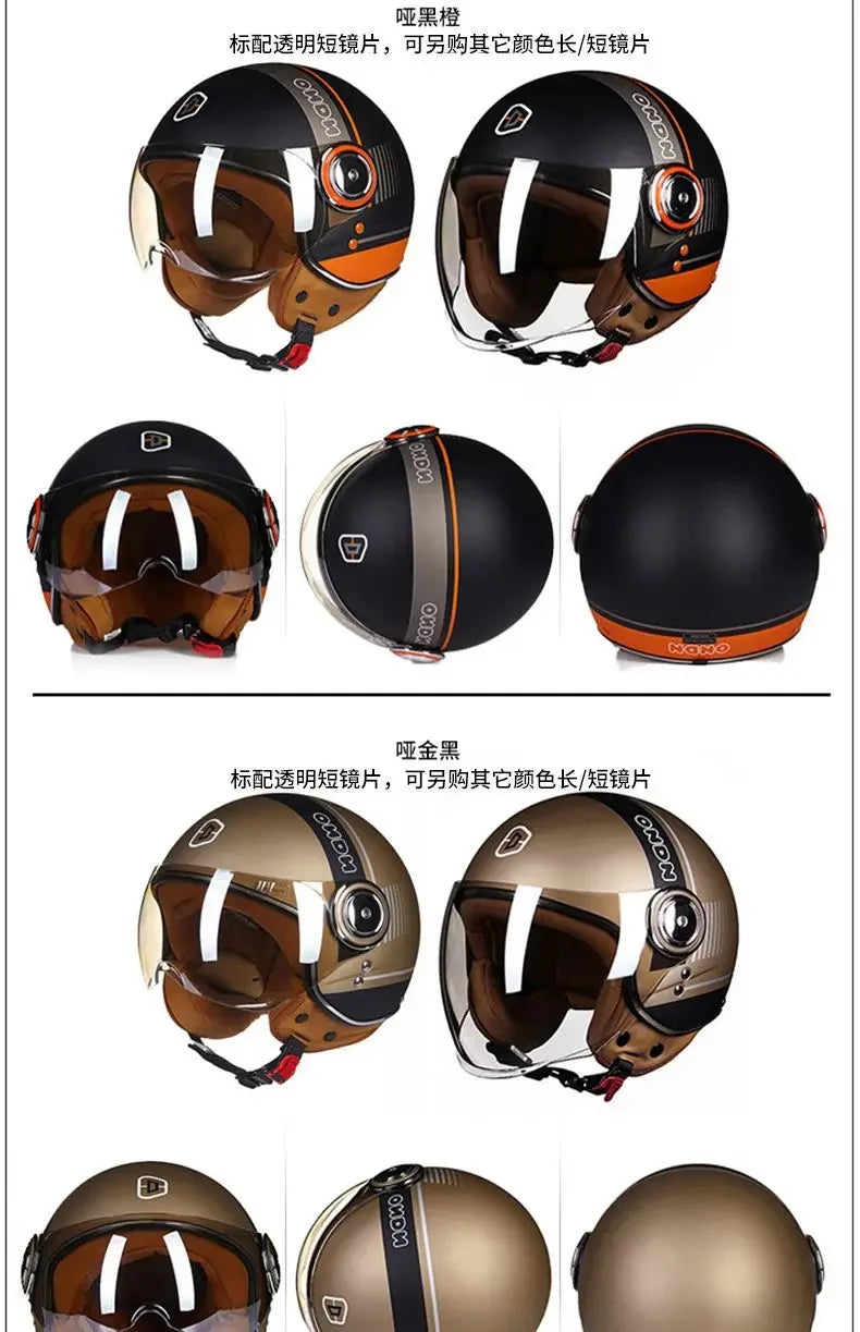 Beon Motorcycle Helmet - ECE Certified Retro Half Cap