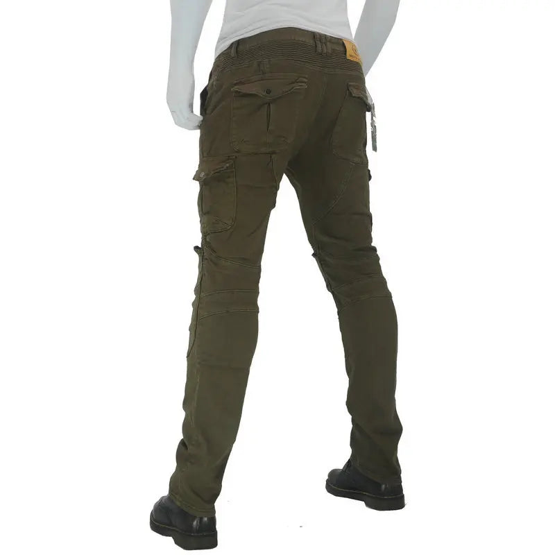 Stylish Motorcycle Black Men Jeans with Extension Protector
