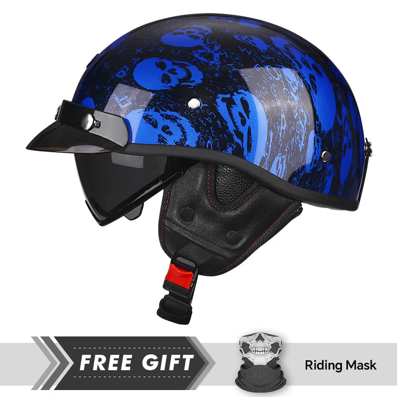 Retro Vintage Half Motorcycle Helmet for Chopper Bikers