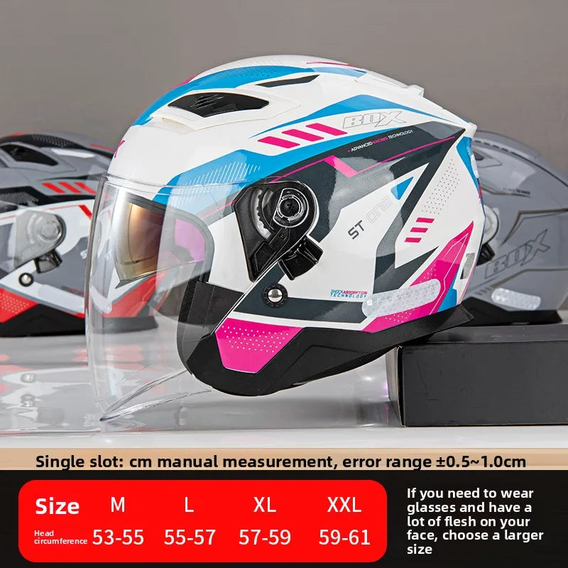 Open Face Motorcycle Helmet with Double Lens