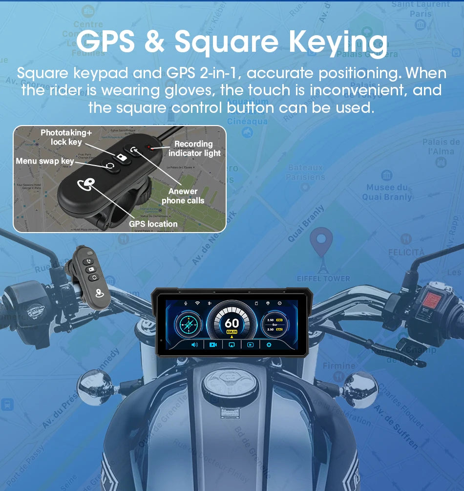 Jansite 8.1" Waterproof Motorcycle Monitor