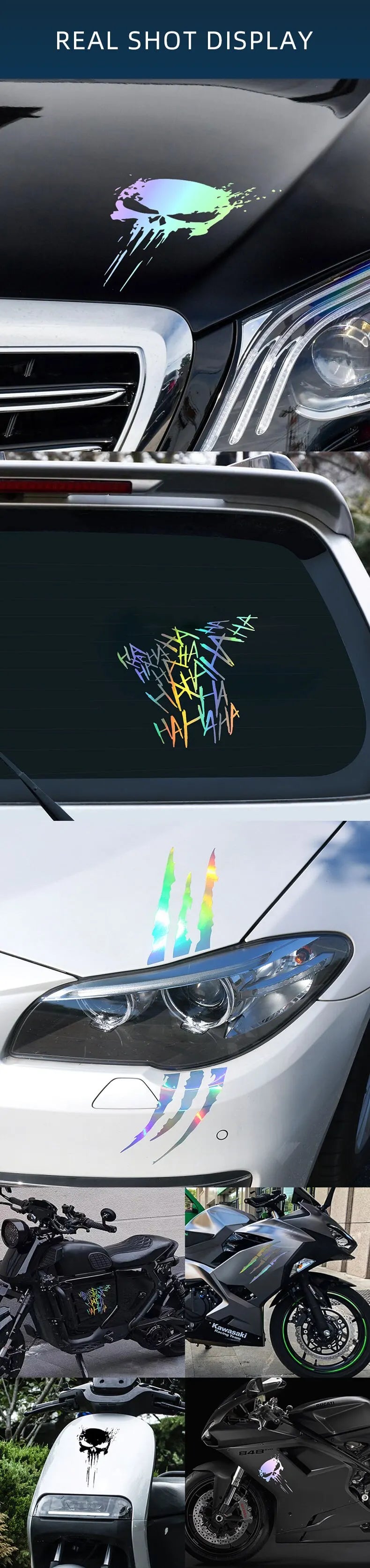Reflective Black Skull Demon Claw Decal