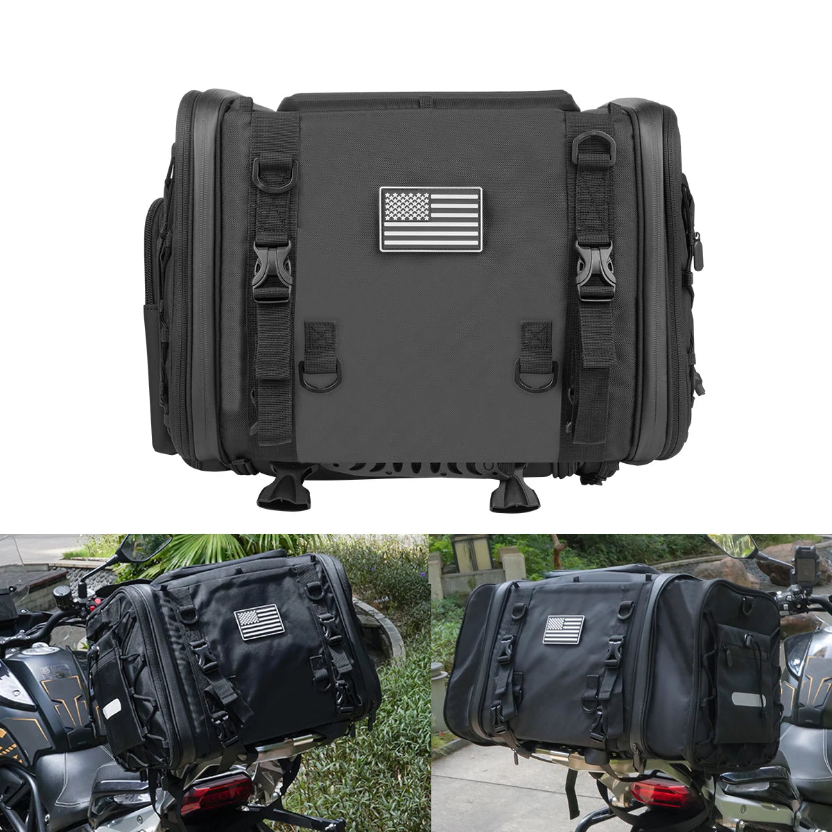Waterproof Motorcycle Rear Seat Bag 35L-60L Luggage