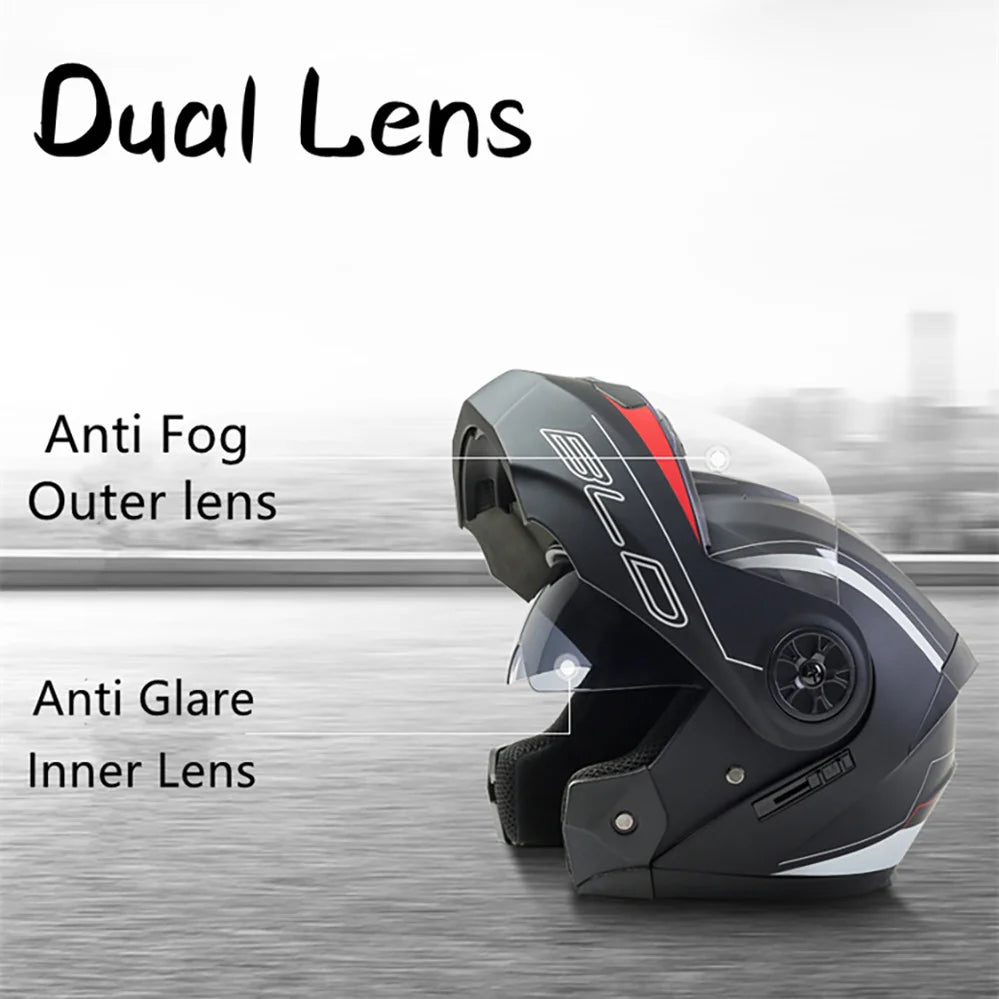 Dual Lens Flip-Up Modular Motorcycle Helmet
