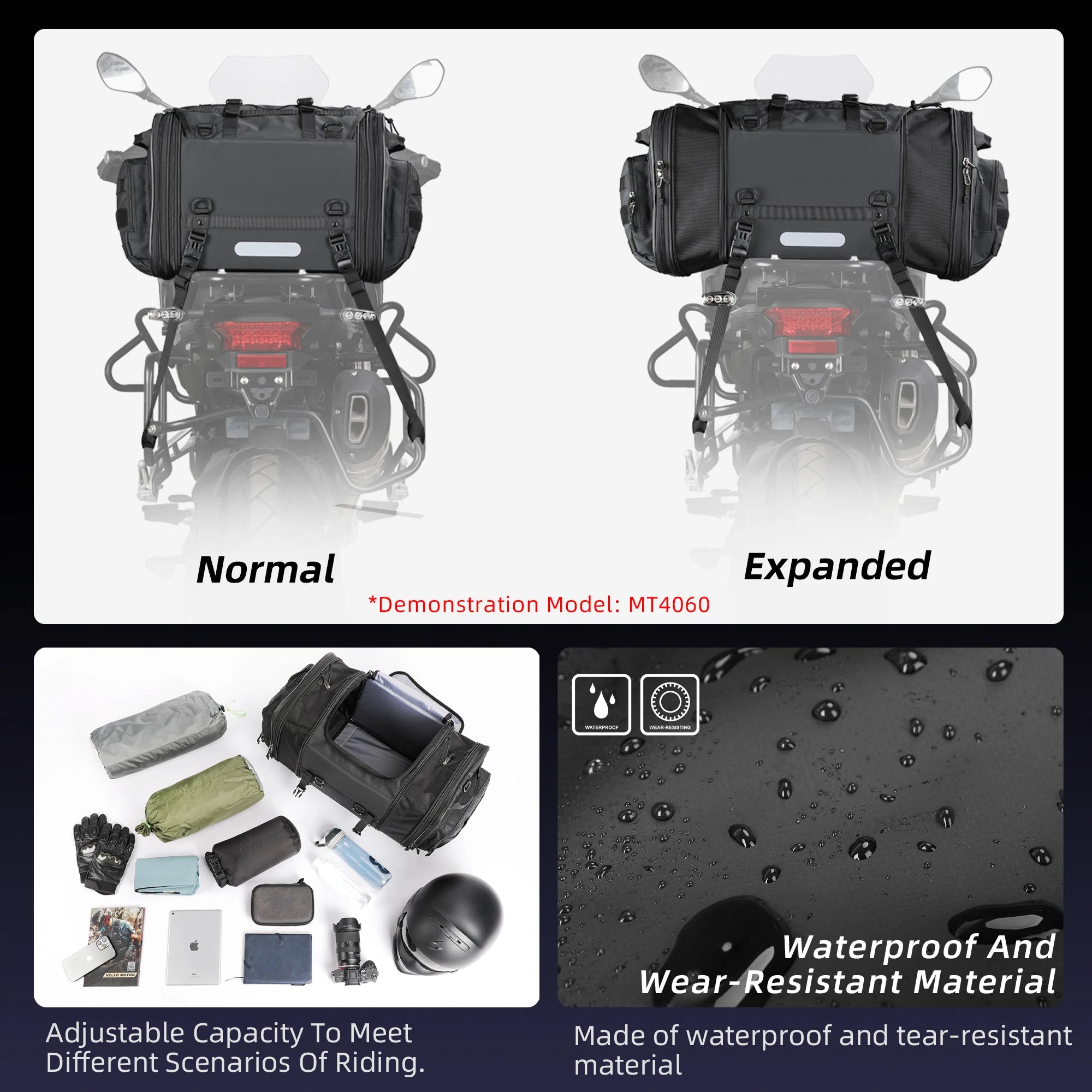 RhinoWalk Waterproof Motorcycle Travel Luggage Bag