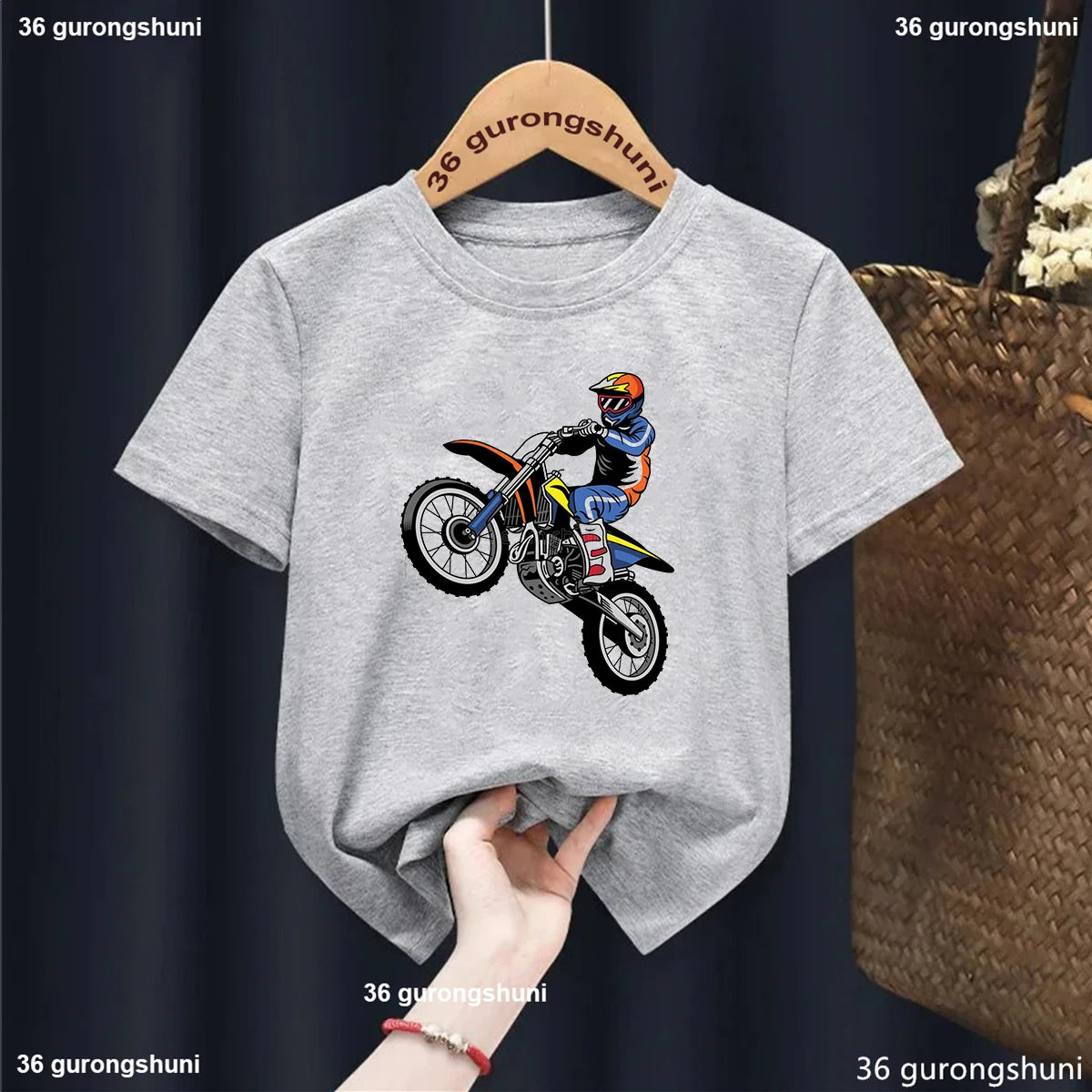 Motorcycle Racer Graphic Print Kids T-Shirt