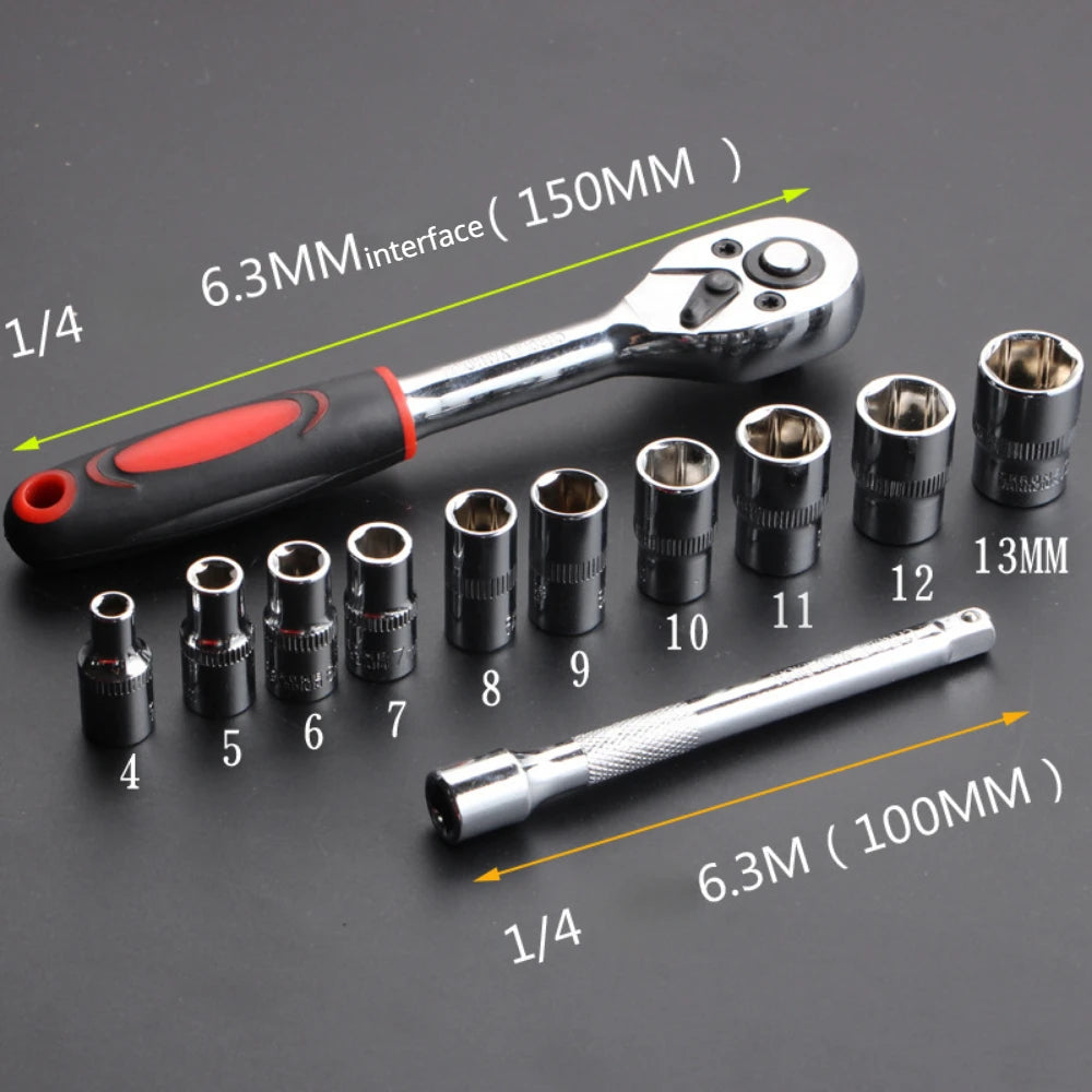 12-Piece Wrench Socket Set for Motorcycle and Bicycle Repair