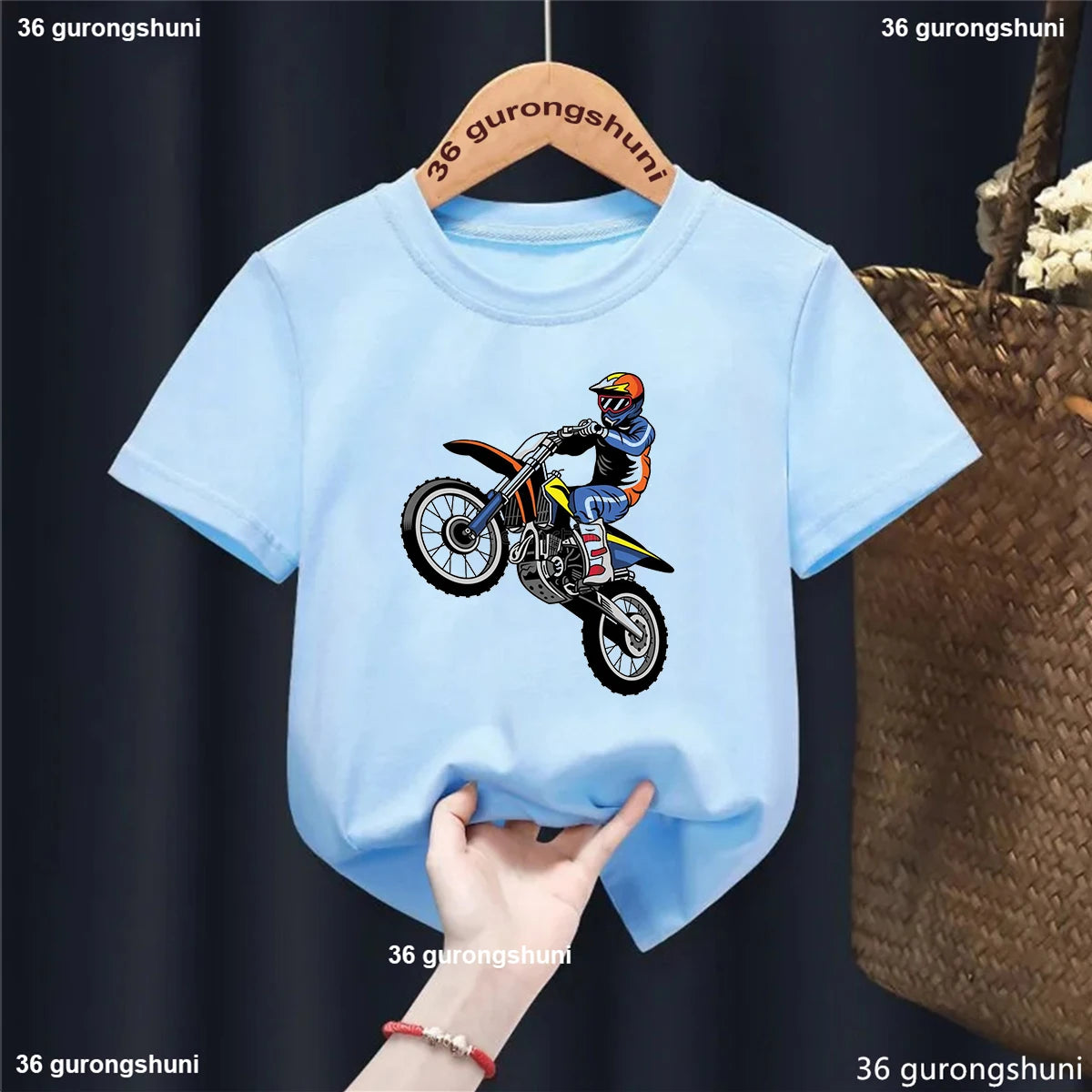 Motorcycle Racer Graphic Print Kids T-Shirt