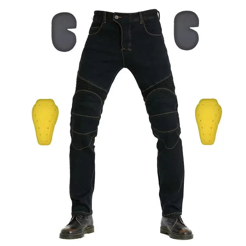 Men's Embroidery Motorcycle Pants with Belt