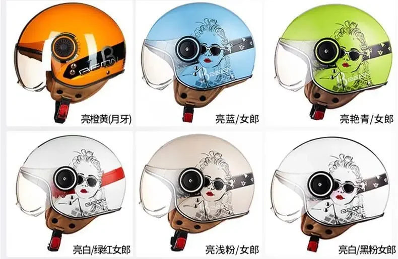 Beon Motorcycle Helmet - ECE Certified Retro Half Cap