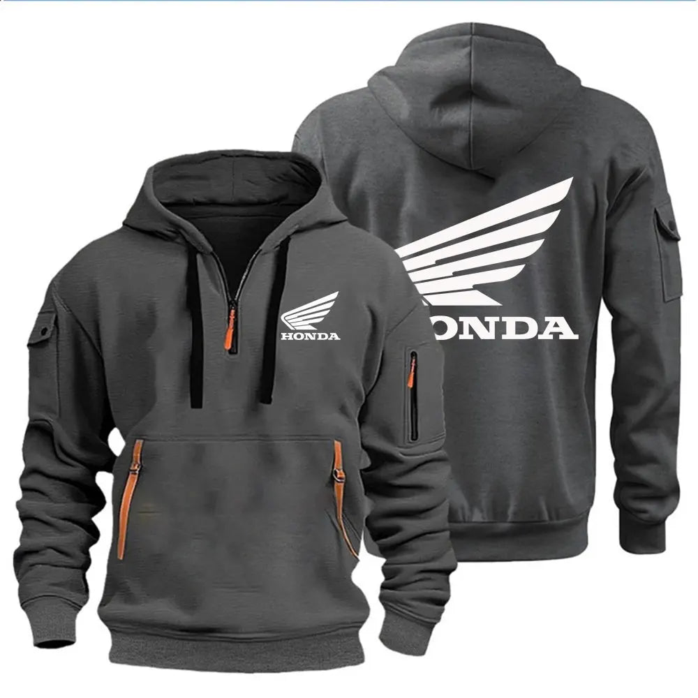 Hooded Biker Pullover