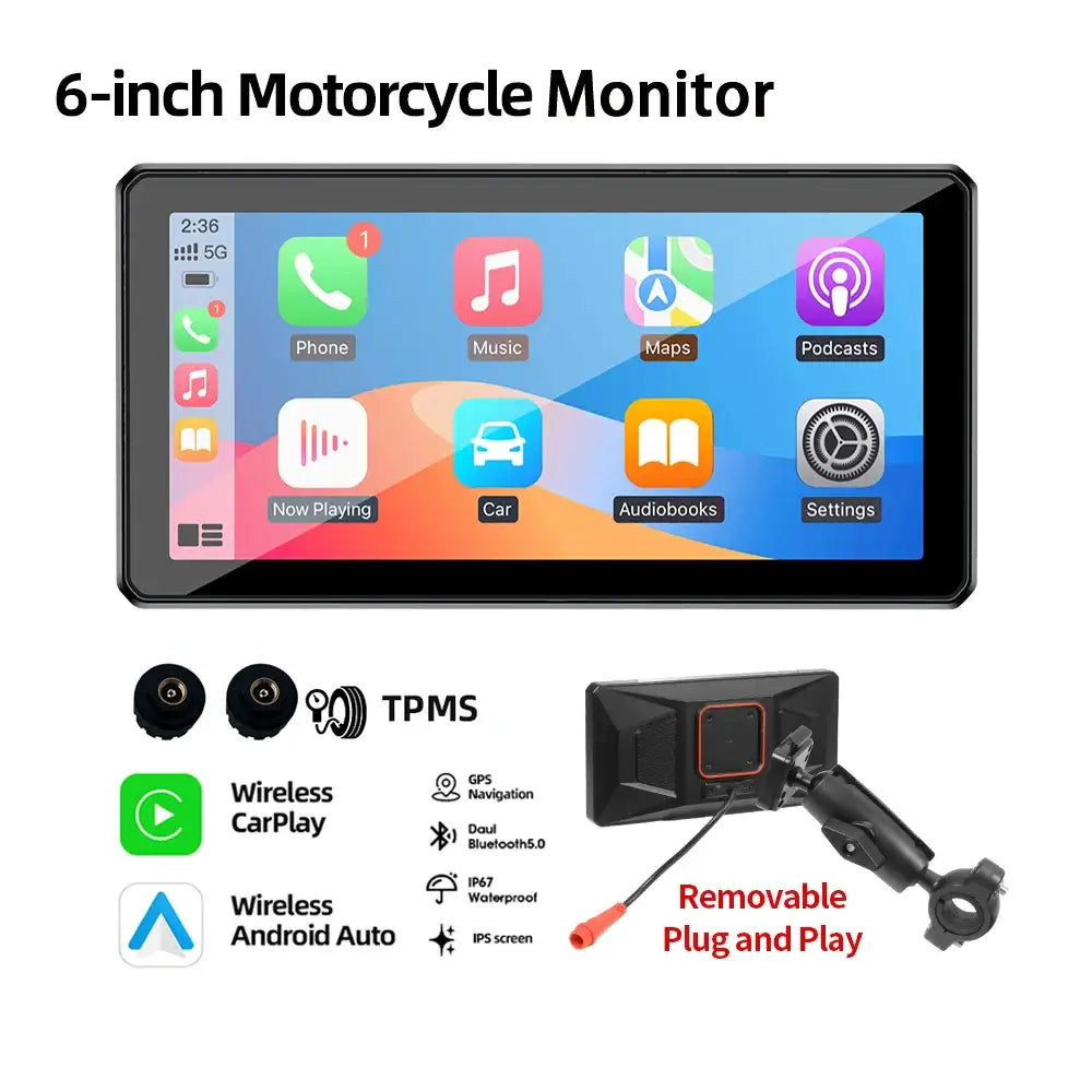 Motorcycle Bluetooth Navigation Display with 6-Inch Screen